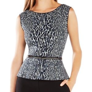 BCBGMAXAZRIA Leopard Print Knit Scoop Back Top